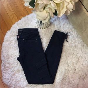 White House black market navy tie bottom denim